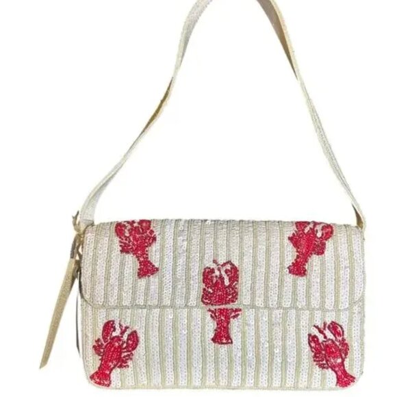 Beaded Lobster Shoulder Bag Handcrafted in India Tik Tok Viral NWT - Picture 5 of 6